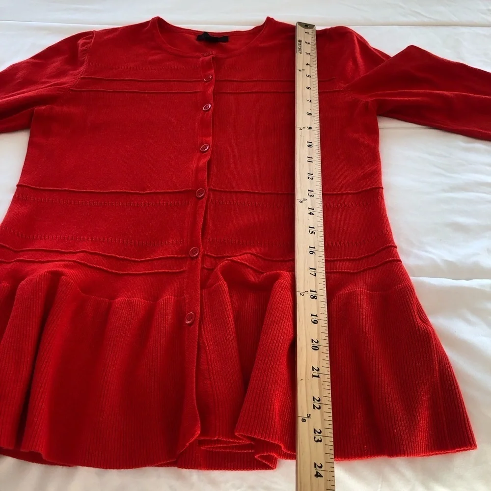 Jason Wu vintage Red knit cardigan peplum Sweater XS - Picture 6 of 11